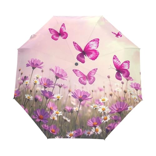 Parapluie papillon rose pliable et automatique anti pluie pour sac