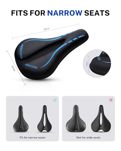 MEENCOOL Bike Seat Cushion - Gel Padded Bike Seat Cover for Men Women Comfort, Adjustable Velcro Secure Bicycle Seat Cushion Compatible with Peloton, Indoor & Outdoor Bicycle Seat(11