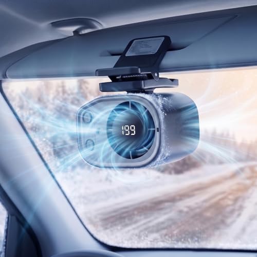 Carzlab Portable Car AC, 2026 New Cars Clip on Air Conditioner Fan with LED Display, 360 Rotation, 199 Speeds Adjustable Mini Cooling System for Auto Vehicle Van Truck SUV RV (Gray)