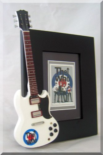 THE WHO Miniature Guitar Frame SG white - Les Beatles, Paul McCartney, John Lennon, RIngo Starr, George Harrison THE WHO Miniature Guitar Frame SG white