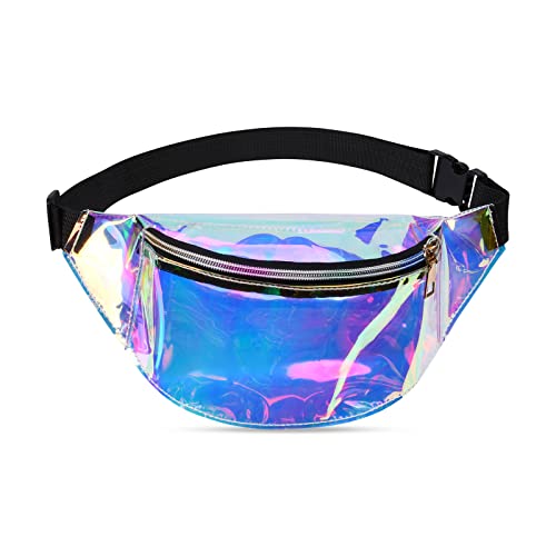 Flintronic Sac Banane Femme, Sac Ville en Cuir PU Imperméable, Sac Banane Femme Homme à Effet Holographique, Sacoche de Ceinture en PU Sac de Voyage Brillant Sac de Taille Waist Pack Fanny Pack