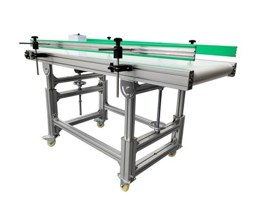 INTSUPERMAI PU Belt Inclined Conveyor Systems Adjustable Speed Double Guardrail Belt Conveyor Aluminium Alloy Frame Conveyor 59inch Length 19.7inch Width White Belt 110V