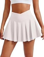 PINSPARK Rock mit Hose Damen Tennisrock Hohe Taille Kurz Sommerrock Outdoor Minirock Laufen Jogging Sportrock Golf Tennis Faltenrock Festival Rock Weiß S