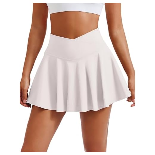 PINSPARK Tennisrock Damen Rock mit Hose Drunter Hohe Taille Hosenrock Kurz Sommer Plissiert Tenniskleid Sport Wander Golfrock Outdoor Festival Rave Minirock Weiß M