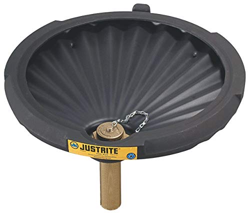 Image of Justrite 28681 EcoPolyBlend Polyethylene Spill Control Funnel, 2.5 Gallon Sump Capacity, 21 inch Diameter, 3-1 /4 inch Height, Black, for Flammables
