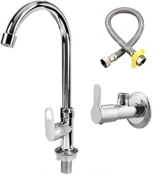 Senkiddpro Chrome Finish Angle Wall & Connection Pipe with Swan Neck for Sink/washbasin Trendy Design Water Saving Aerator Suitable for Washbasin,Sink,Bathroom &Kitchen Bib Tap Faucet (B0CBMDXHWS) Amazon Price History, Amazon Price Tracker