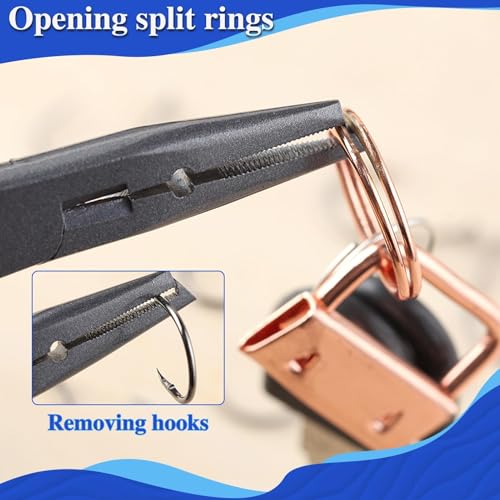 Alicates de pesca pequeños con cortador de línea preciso y punta split ring 3