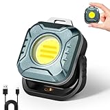 mlogiroa Mini Rechargeable Work Light - Keychain Flashlight 1200mAh 500 Lumens, Led Portable Lamp with Rotatable & Magnet Base for Emergency Light Red, Fishing, Portable Pocket Outdoors Camping