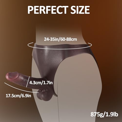 Image of Realistic Strap on Dildo Harness Dildos Panties, Silicone Wearable Dildo Underwear Lesbian Sex Toys, Transgender Clothing Strapon with 6.9 inch Solid Penis, Strapless Dildos Pegging Toys for Women