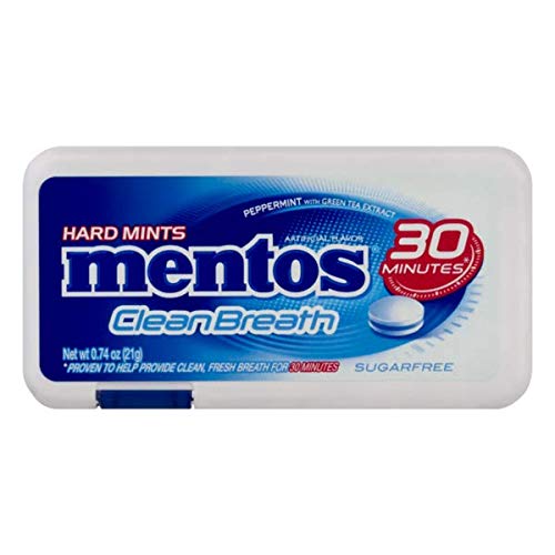 Mentos Clean Breath Hard Mints Sugar Free Candy, Peppermint, Bulk Pack of 12