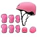 WeLLIFE Casco Regolabile per Bambini e Set Protezione Completo di Ginocchiere Gomitiere Parapolsi per Skateboard Pattini in Linea Bicicletta Monopattino (M (8-14 anni), Rosa)