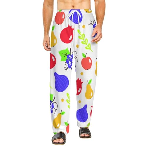 Bas de pyjama femme long motif raisins et poires en taille S