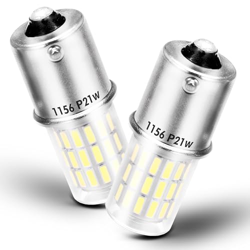 BA15S P21W 1156 LED Bulb 2W, 250LM, Single Contact Bayonet Car LED Bulbs, 6500K White, 12-24V AC/DC, Used for Car Backup Reverse Lights, RV Trailer Camper Boat Yard Light Turn Signal Tail Lights 2PCS
