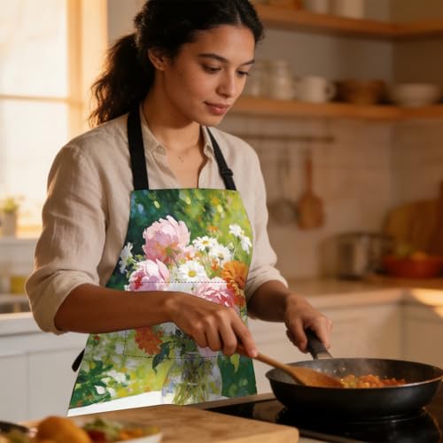 Image of Nuxovilar Decorative Kitchen Apron, 26.77x30.70 Inch Polyester Cooking Wearable Cover