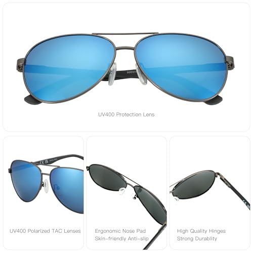 Image of ZENOTTIC Polarized Aviator Sunglasses for Men Carbon Fiber Temple Pilot Sun Glasses with Mirrored Lens UV Protection