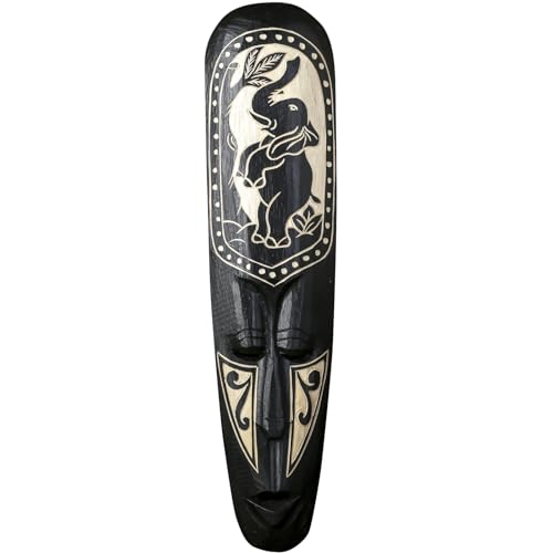 AEVVV Masque africain de style aborigène peint à la main - Décoration murale - Décoration africaine - Bois sculpté à la main - Décoration murale de style africain - 50,8 cm