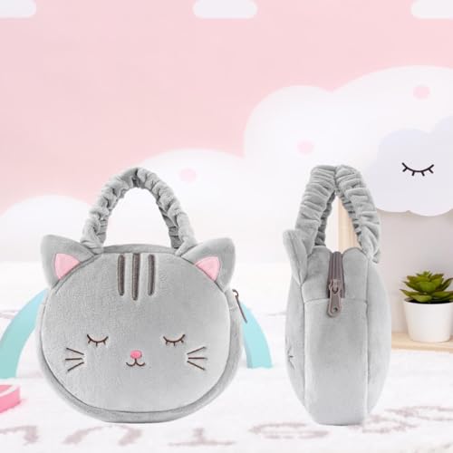 Lazada Back to School Gifts for Girls Cat Plush Handbags for Kids Soft Kitty Handbag Kids Cat Handbag Christmas Gifts for Girls Gray 7-Inch4