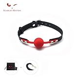 SCARLET KITTEN Medium Bite Ball Leather and Silicone for Women Men, Red