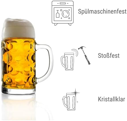 Stölzle Lausitz ISAR kufel do piwa / zestaw 6 kufli do piwa 0,5 litra/stabilny kufel do piwa 0,5 litra ze szkła sodowo-limonkowego 0,5 l, nadaje się do mycia w zmywarce
