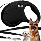 KRUMAD Hundeleine Einziehbar 5m, Automatisch Hundeleine mit Sicherheitskarabiner, Leicht und Robust, Ergonomischer Rollleine Hund für Alltag, Training und Outdoor, Schwarz