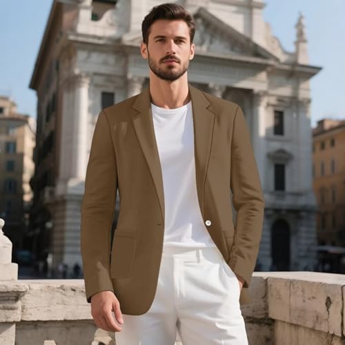 Mens Sport Coat Casual One Button Business Office Blazer Stretchy Notched Lapel Suit Jacket with Pockets Size S-5XL3