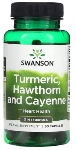 Swansons Swanson - Turmeric, Hawthorn and Cayenne | Herbal Blend for Heart and Joint Health | 60 Capsules