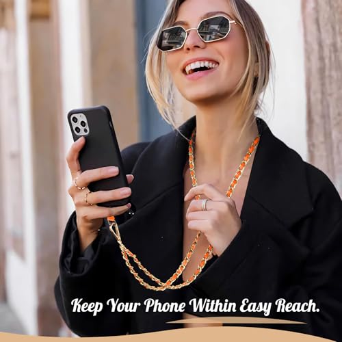 Timovo P840156967266 Universal Phone Lanyard, Metal Cell Phone Chain Anti-Theft Crossbody Strap For Iphone 16, 15 And Most Smartphones, Cell Phone Neck Holder For Women, Orange thumb #3