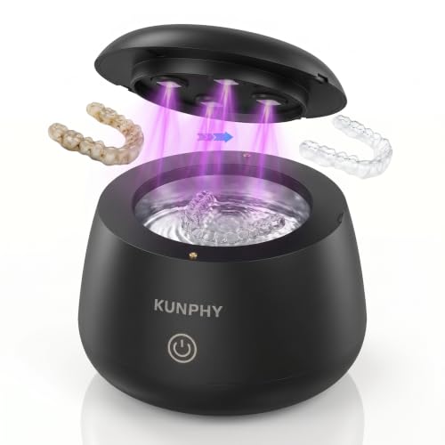 KUNPHY Retainer Cleaner Machine, 48kHz Dental Ultrasonic Cleaner Pod