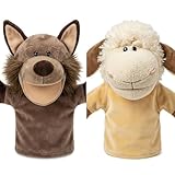 LOMTRATS Marionetas de mano para niños pequeños con lobos, tigres, leones, monos y bocas abiertas móviles, ideales para contar historias, enseñar y regalar