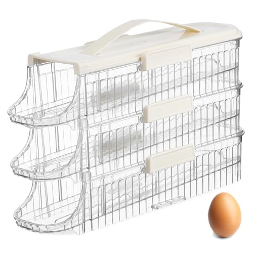 SAFIGLE Rangement à Œufs Pour Réfrigérateur Boîte à Œufs Avec Couvercle à Roulettes à Compartiments