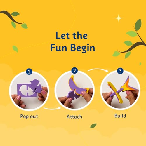 Image of Fevicreate Build-n-Create Foam-Tastic Bird Hangings Kit | Foam Craft | Colourful Unicorn Greeting Cards | Travel Friendly | Screen-Free Play | Gifting | Ages 5 +