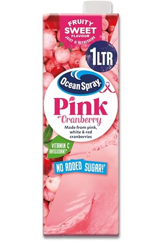 Ocean Spray Pink Cranberry Juice Drink - 1L - No Added Sugar - Naturally Sweetened Fruit Juice - No Artificial Colours or Preservatives - High in Vitamin C & Antioxidants