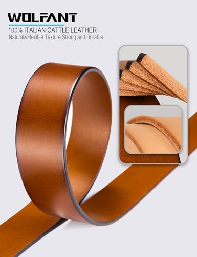 Image of WOLFANT 1.5 inch Full Grain Leather Belt for Men,100% Italian Solid Leather