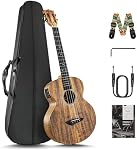 Caramel CB207 Acacia Baritone Acoustique Ukulele électrique avec tige de Truss avec cordes supplémentaires, Gig Bag rembourré, Sangle et EQ câble