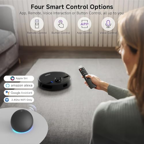 MONSGA Robot Vacuum with Mop, 5000Pa Strong Suction, Lidar Navigation Robotic Vacuum with 3.5L Self-Empty Station, 180mins Runtime, APP/Remote/Voice Control, for Hard Floors and Carpets - 8