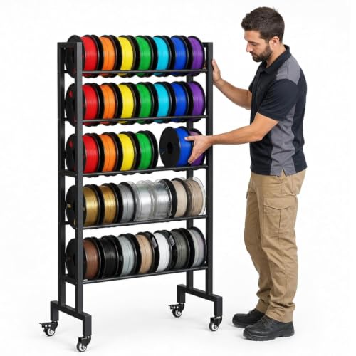 NBYTLT 5-Tier 3D Printer Filament Storage Rack, Rolling Spool Organizer