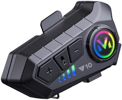 BTQILEYOO Y10 Motorcycle Helmet Bluetooth Headset, Bluetooth 5.3 Headphone, Smart Noise Reduction, HiFi Level Sound Quality, IPX6 Waterproof, 2 Different Types of Mic, Compatible with All Helmets