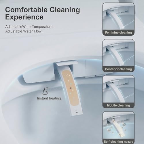 Inodoro Inteligente Ultimate Smart Bidet con Bidé Incorporado, Inodoro Moderno sin Tanque con Ahorro de Agua Ecológico, Asiento Calefactable, Control Remoto y Fácil Instalación para Actualización de Hogar de Lujo miniatura 4