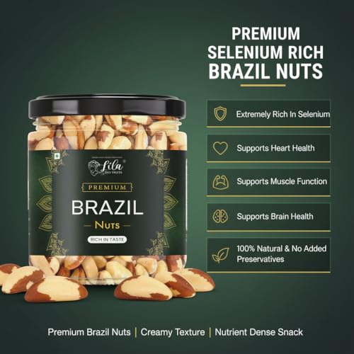 Image of LILA DRY FRUITS Brazil Nuts 100 g Delicious Raw Nuts | Premium Grade A+ Jumbo Size, Rich Natural Source Of Selenium, Protein And Vitamins | Crunchy and Odourless Dry Fruit Perfect for Giftings