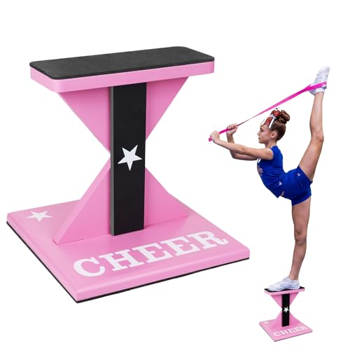 NIANRONGHUA Wooden Cheer Stunt Training Stand with Non-Slip Pads Cheerleading Balance Trainer Stable Base Cheer Flyer Stand for Flexibility Core Strength and Coordination Training (Pink)