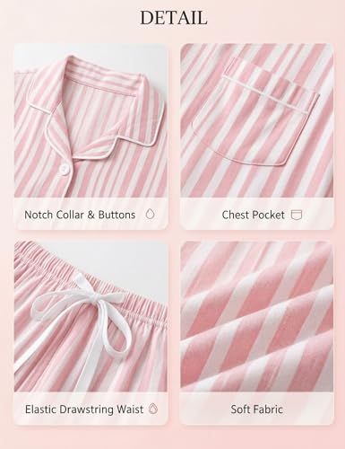 Image of SWOMOG Womens Button Down Pajamas Set Short Sleeve Sleepwear Bride Soft Pj Lounge Sets XS-3XL