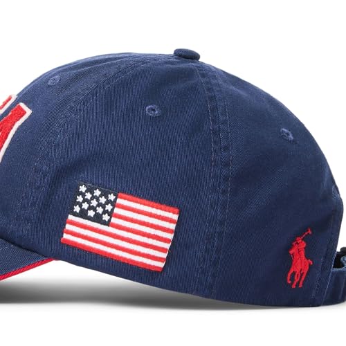 Image of POLO RALPH LAUREN Men's Triple-Pony Plaid Flannel Baseball Cap (Team USA - Navy,OS)