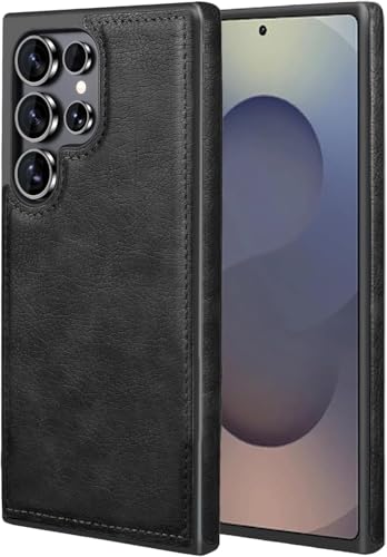 Image of MOBILOVE PU Leather Flexible Back Case Cover for | Samsung Galaxy S25 Ultra 5G (Black)