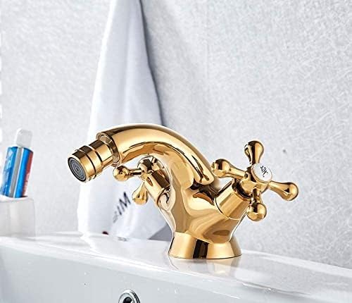 Grifo Para Lavabo, Bidé Dorado, Ducha, Grifo Para Lavabo De Baño, Manijas Dobles, De Agua Fría Y Caliente, Caño Giratorio De Latón Antiguo, Agua Para Inodoro-cromo,Dorado