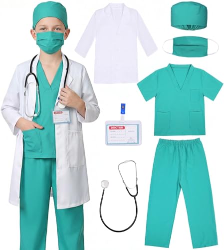 Costumerry Doctor Costume for Kids Toddler Doctor Costume for Boys Girls Halloween Dress Up Party (6-7 Years)