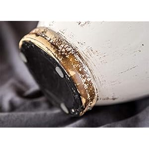 Soyizom Unique Shabby Chic White Rustic Ceramic Vase, 17cm Height, Suitable for Tabletop, Kitchen, Office, Living Room Decoration Soyizom Unique Shabby Chic White Rustic Ceramic Vase 17cm Height Suitable for Tabletop Kitchen Office Living Room Decoration