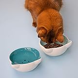 Navaris Futternapf Set 2-teilig für Katzen - 2X Keramik Napf rutschfest - Fressnapf Katzennapf spülmaschinenfest - Wasser Nassfutter Trockenfutter