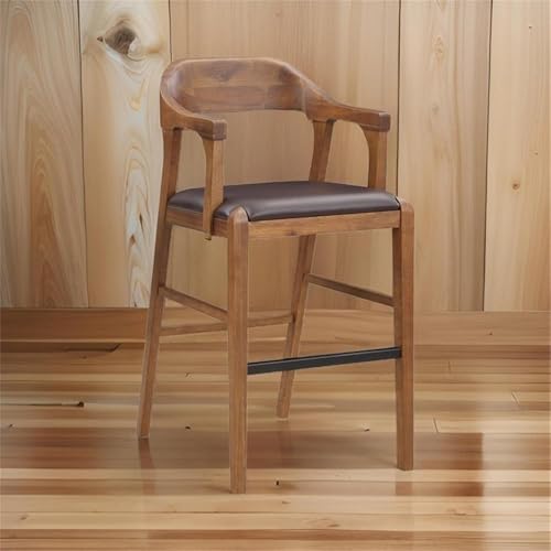 Benzara Rase Silla Butaco de 29 Pulgadas, Asiento de Cuero Sintético Marrón, Respaldo Curvo Abierto miniatura 2
