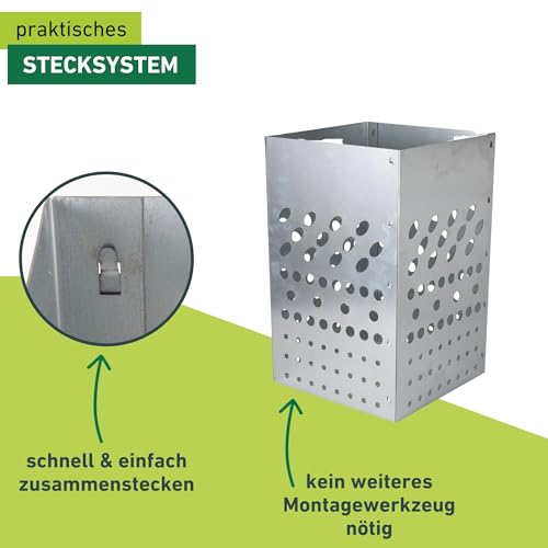 Windhager Hochbeetkomposter, 30 x 30 x 48 cm, Stahl feuerverzinkt, Komposter für Hochbeet, Wurmkomposter, Beetkomposter zum Eingraben, witterungsbeständig und langlebig, Silber