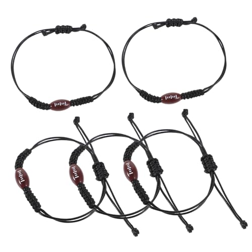 PENIKOKO 5 pièces Bracelets Rugby Tressés Réglables pour Hommes et Femmes Lot de Bracelets Sportifs Corde Polyester Accessoires Thème Rugby Ajustables pour Cadeaux et Usage Quotidien